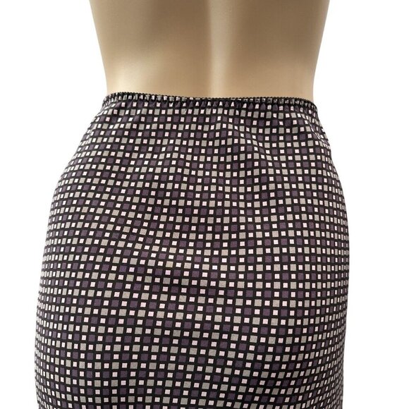 Y2K Vintage The Limited Silk Checkered A-Line Knee Length‎ Skirt Purple Women M - Picture 5 of 10